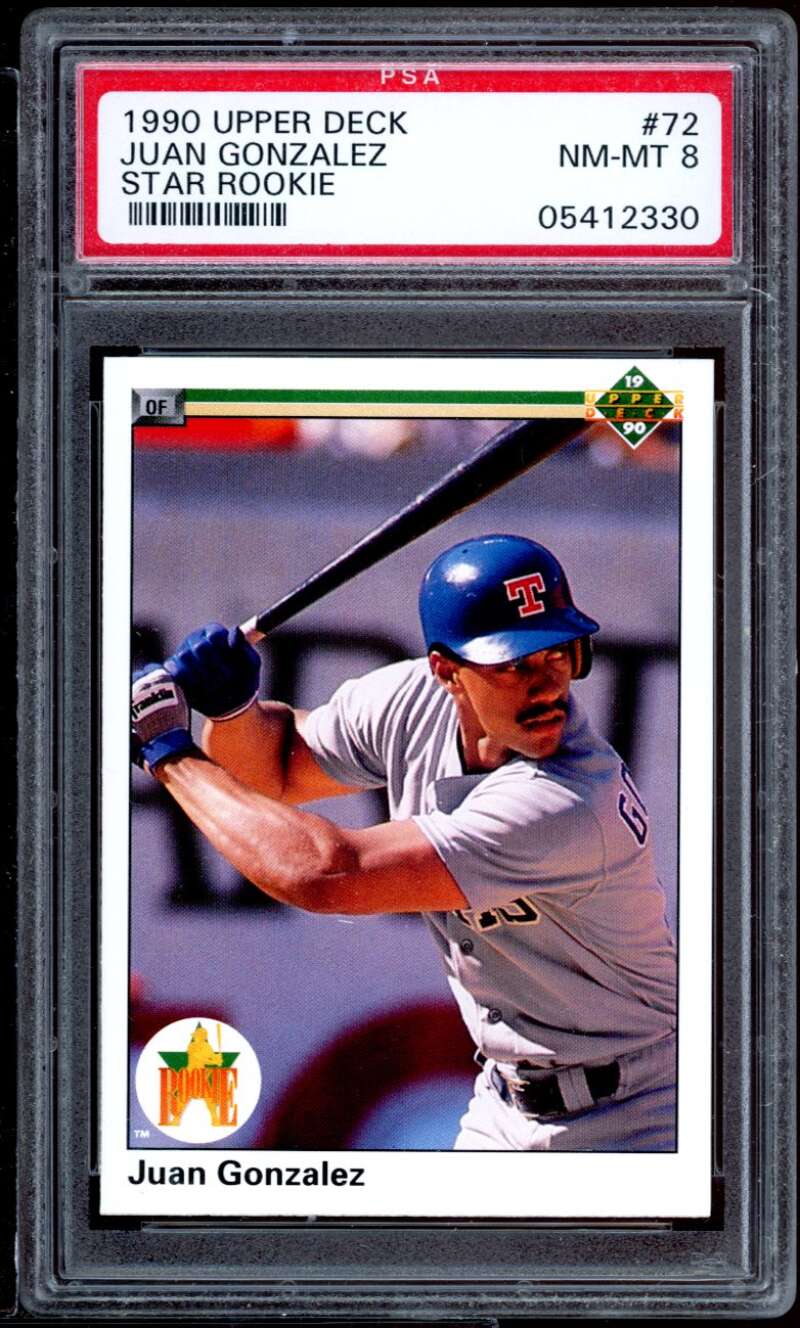 Juan Gonzalez Rookie Card 1990 Upper Deck Star Rookie #72 PSA 8 Image 1