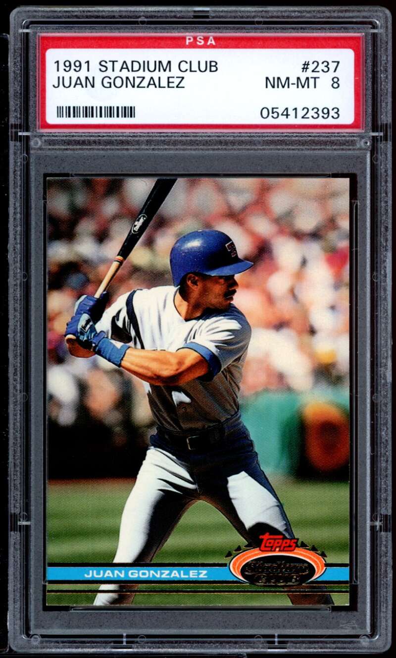 Juan Gonzalez Rookie Card 1991 Stadium Club #237 PSA 8 Image 1