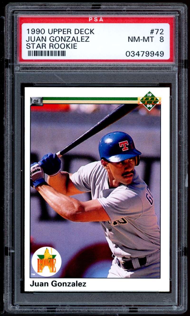 Juan Gonzalez Rookie Card 1990 Upper Deck Star Rookie #72 PSA 8 Image 1