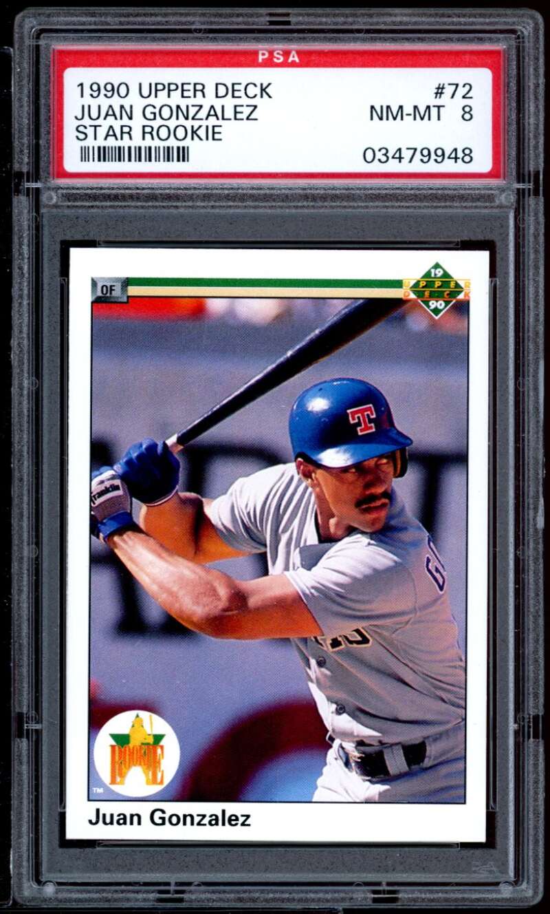 Juan Gonzalez Rookie Card 1990 Upper Deck Star Rookie #72 PSA 8 Image 1