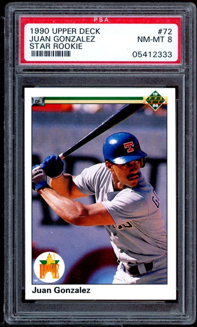 Juan Gonzalez Rookie Card 1990 Upper Deck Star Rookie #72 PSA 8 Image 1