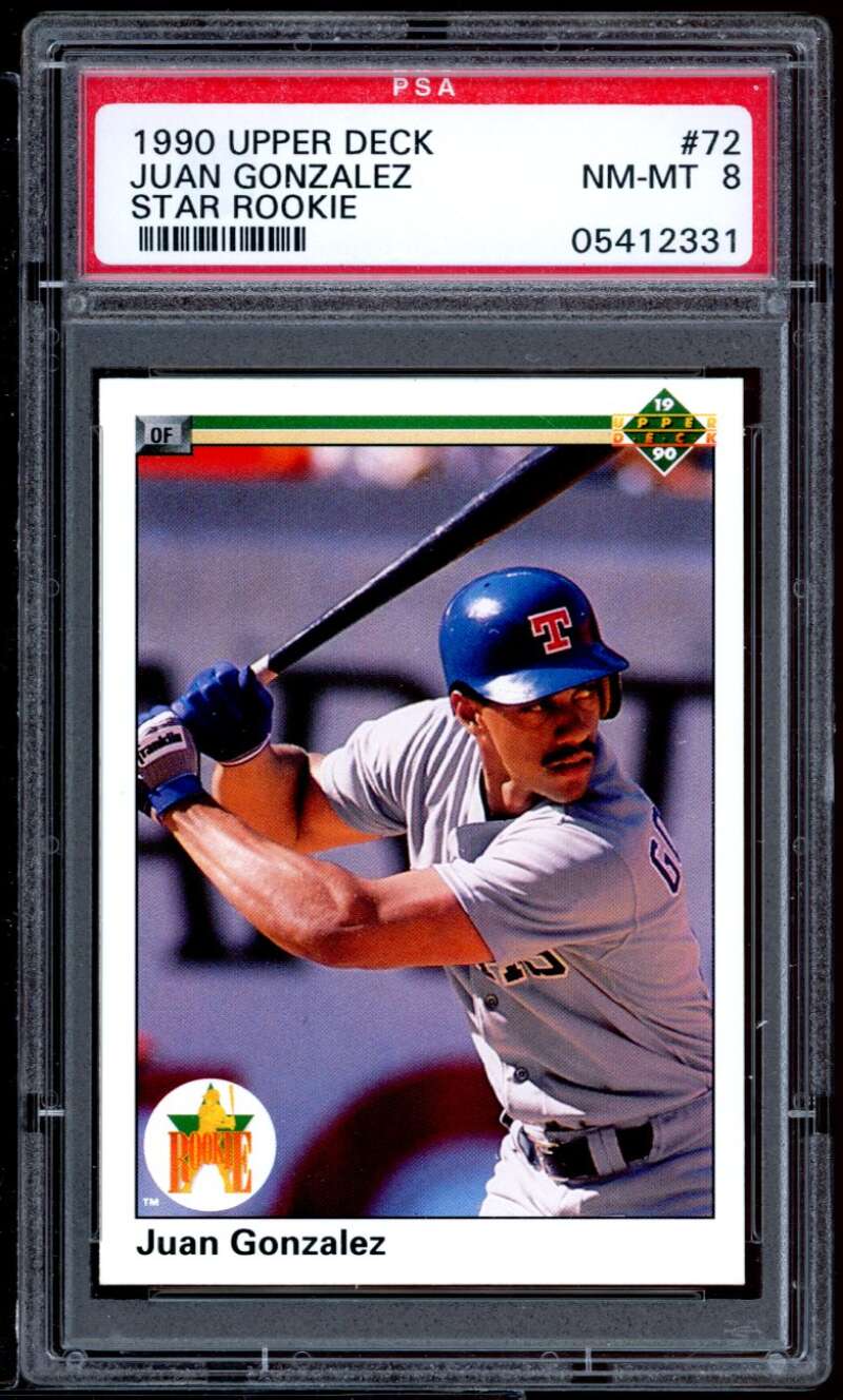 Juan Gonzalez Rookie Card 1990 Upper Deck Star Rookie #72 PSA 8 Image 1