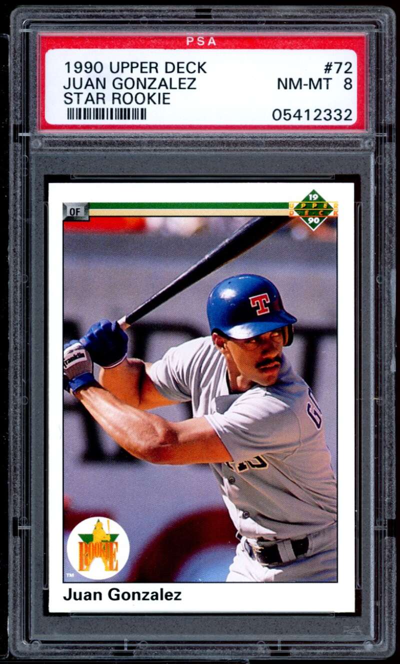 Juan Gonzalez Rookie Card 1990 Upper Deck Star Rookie #72 PSA 8 Image 1