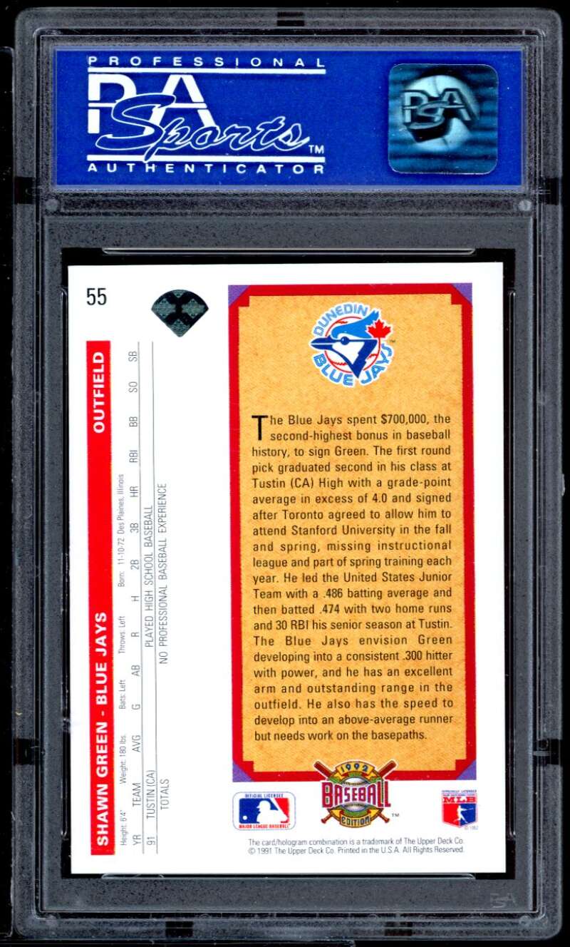 Shawn Green Card 1992 Upper Deck #55 PSA 9 –