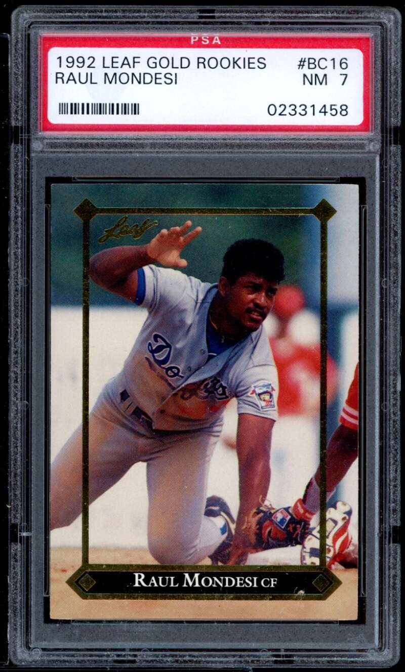 Raul Mondesi Rookie Card 1992 Leaf Gold Rookies #Bc16 PSA 7 Image 1