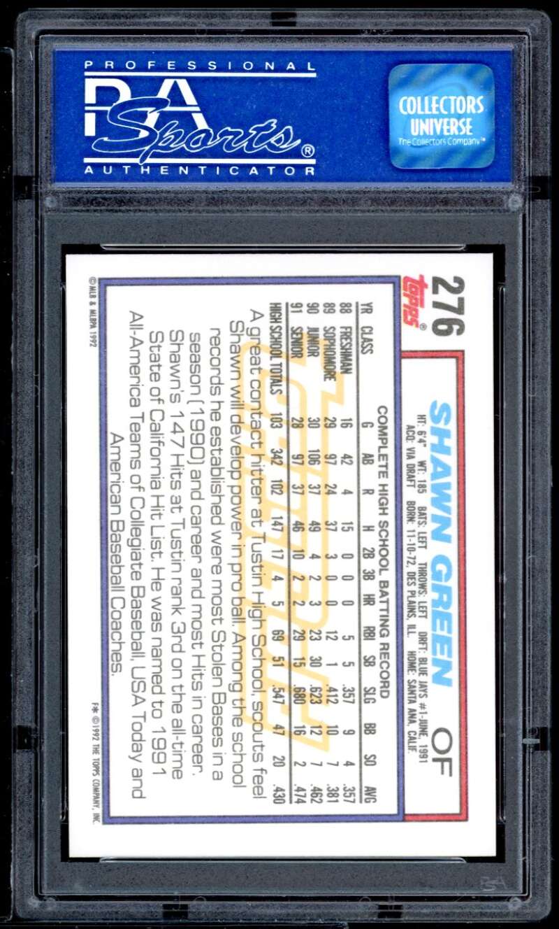 Shawn Green Rookie Card 1992 Topps Gold winner PSA 9 Image 2