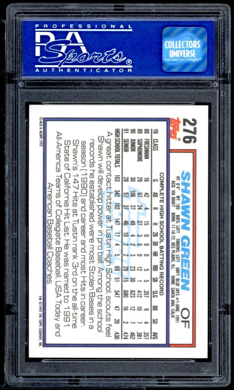 Shawn Green Rookie Card 1992 Topps #276 PSA 8 Image 2