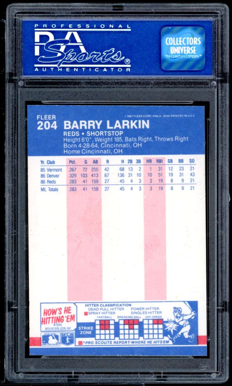 Barry Larkin Rookie Card 1987 Fleer #204 PSA 7 st Image 2