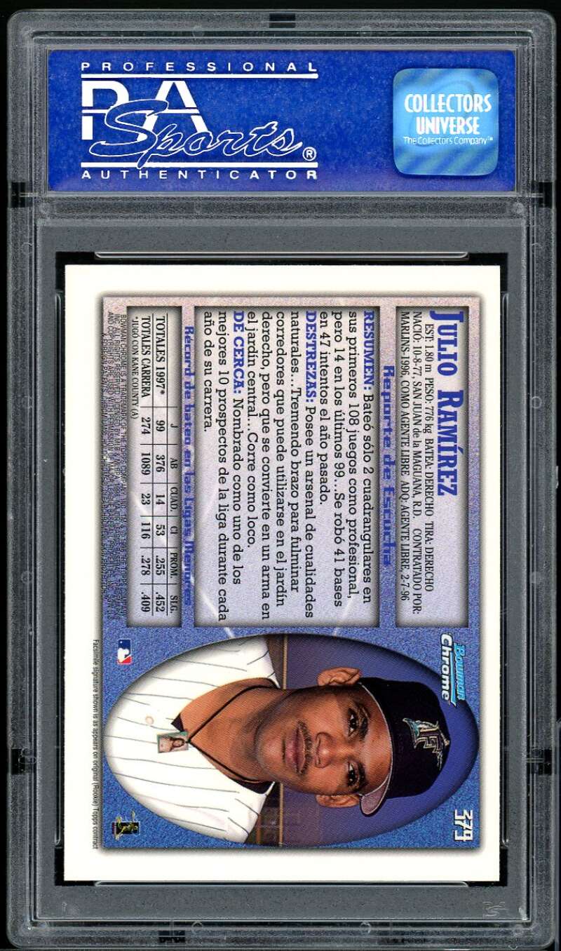 Julio Ramirez Rookie Card 1998 Bowman Chrome Inter #379 PSA 8 Image 2