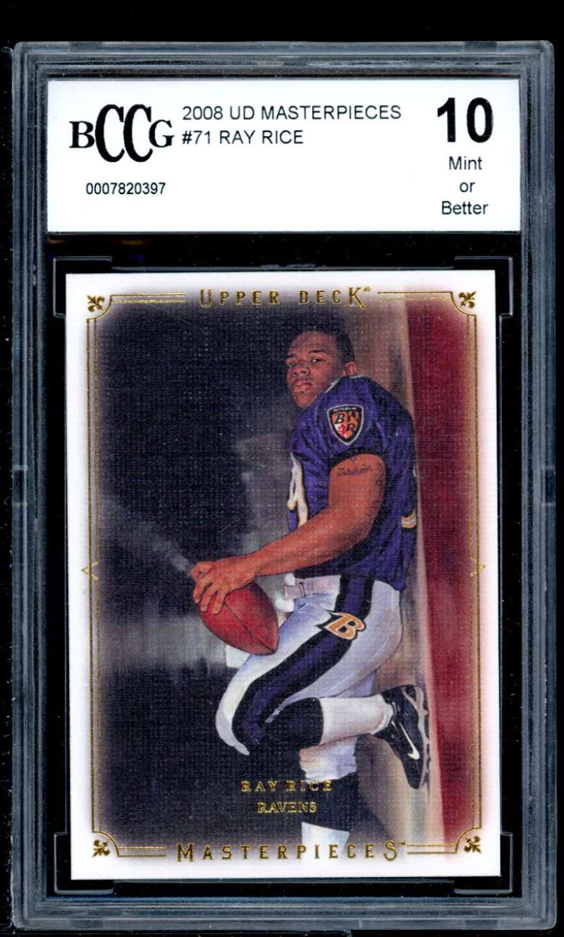 Ray Rice Rookie Card 2008 Ud Masterpieces #71 BGS BCCG 10 Image 1