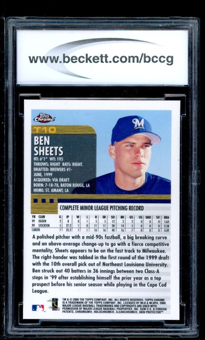 Ben Sheets Card 2000 Topps Traded Chrome #T10 BGS BCCG 10 Image 2