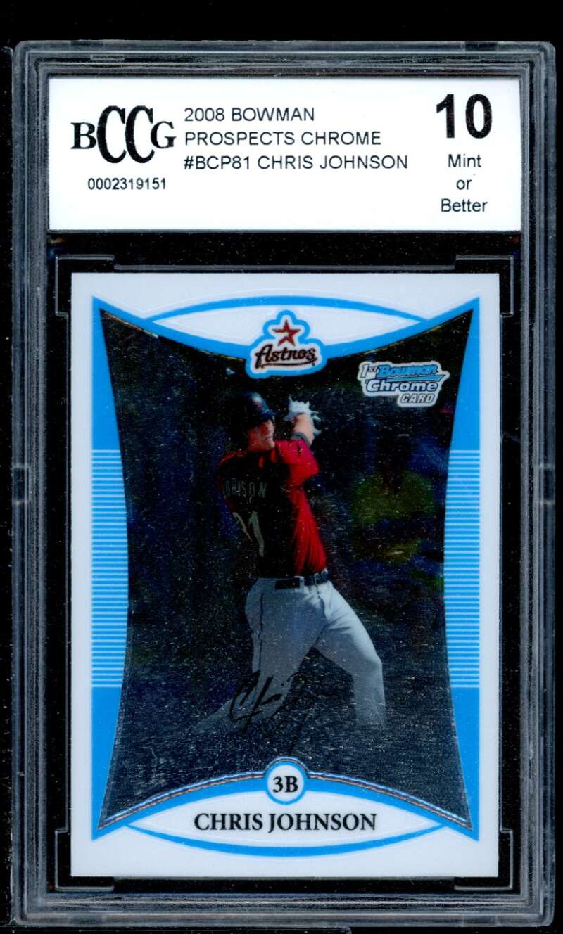 Chris Johnson Rookie Card 2008 Bowman Prospects Chrome #Bcp81 BGS BCCG 10 Image 1