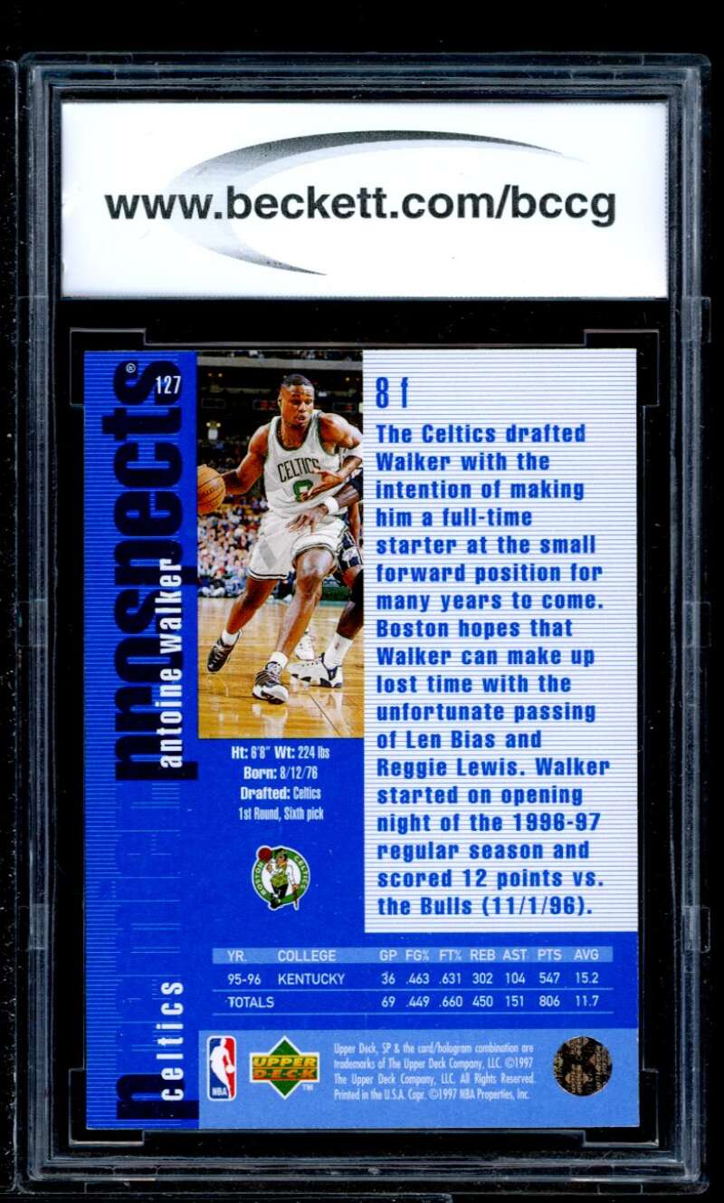 Antoine Walker Rookie Card 1996-97 Sp #127 BGS BCCG 10 Image 2