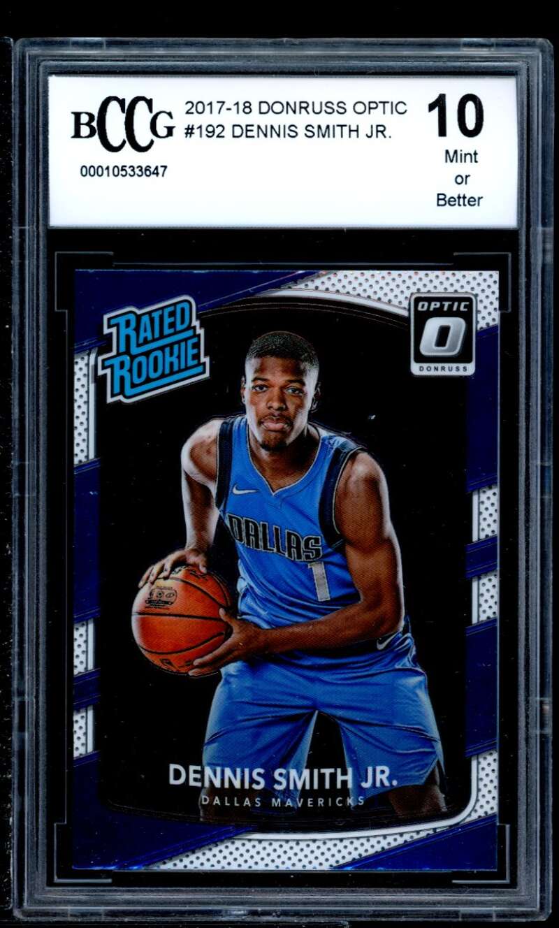 Dennis Smith Jr. Rookie Card 2017-18 Donruss Optic #192 BGS BCCG 10 Image 1