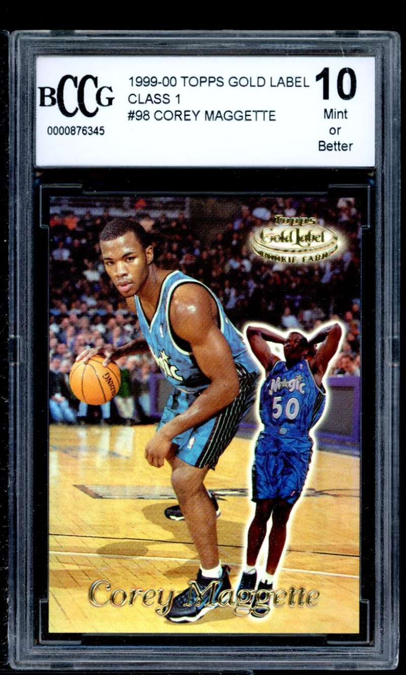 Corey Maggette Rookie Card 1999-00 Topps Gold Label Class 1 #98 BGS BCCG 10 Image 1