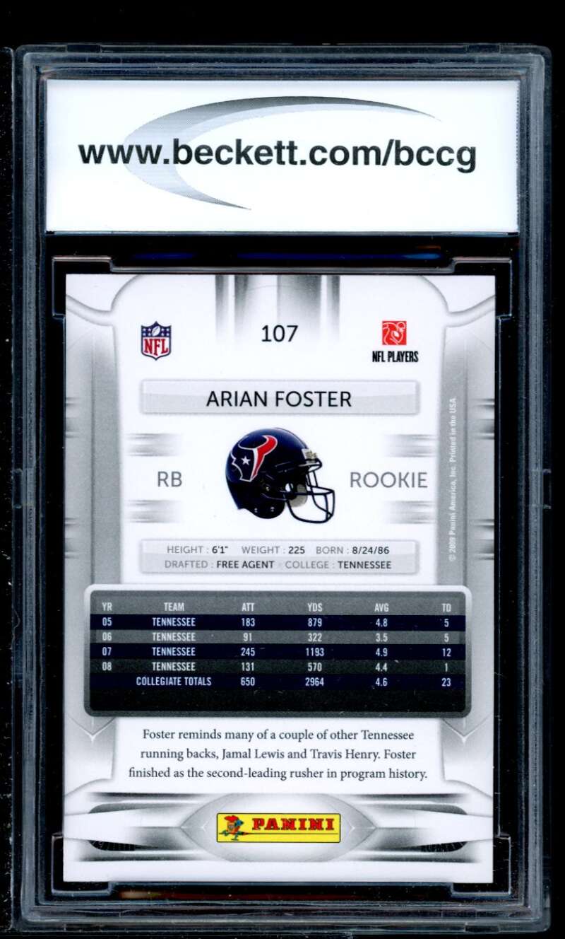 Arian Foster Rookie Card 2009 Playoff Prestige #107 BGS BCCG 10 Image 2