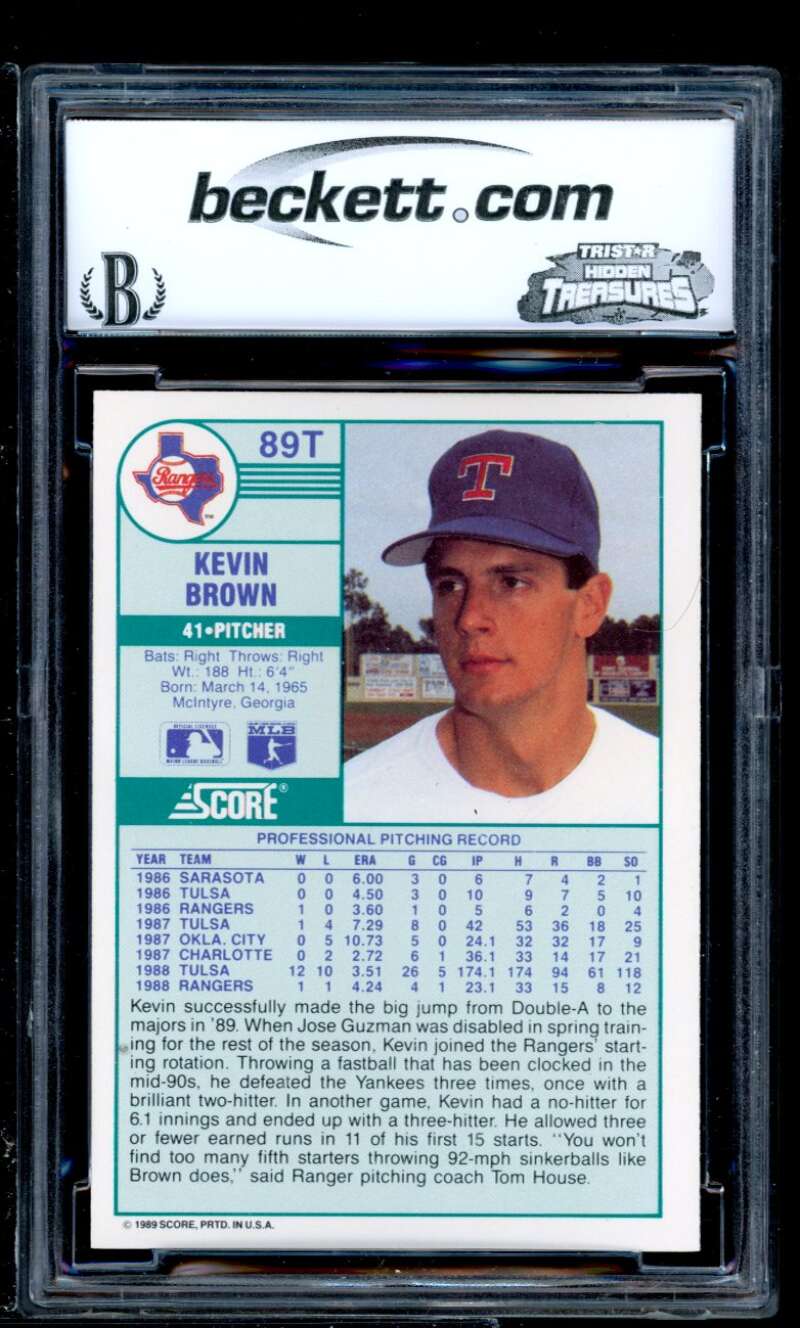 Kevin Brown Card 1989 Score Rookie/Traded #89T BGS BCCG 10 Image 2