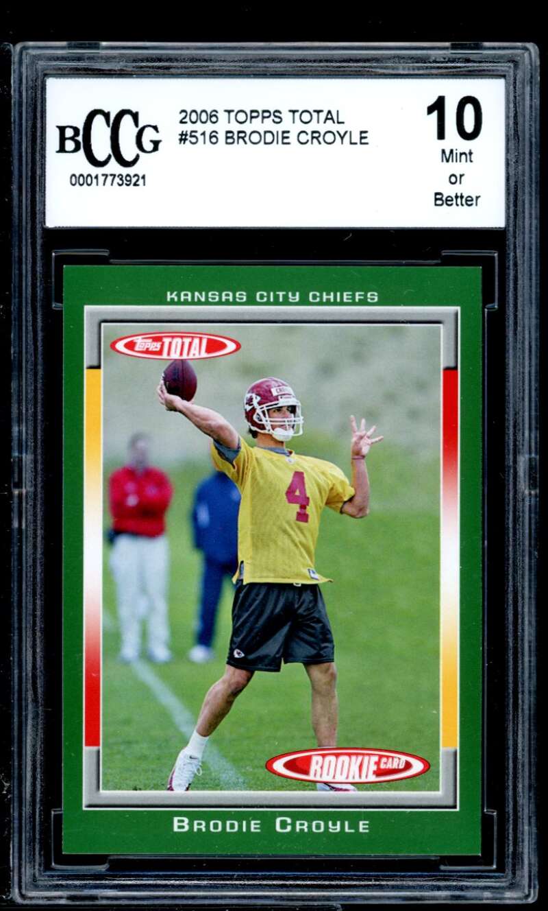 Brodie Croyle Rookie Card 2006 Topps Total #516 BGS BCCG 10 Image 1