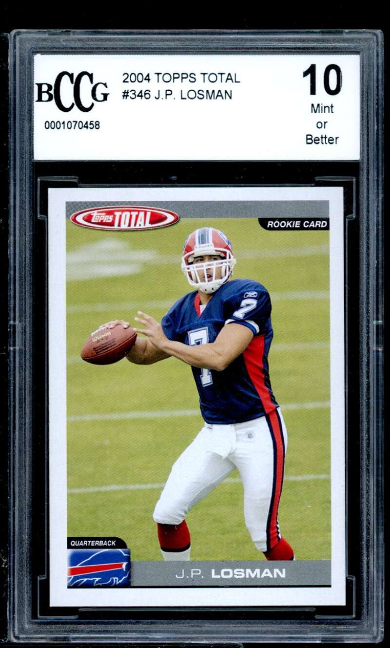 J.P. Losman Rookie Card 2004 Topps Total #346 BGS BCCG 10 Image 1