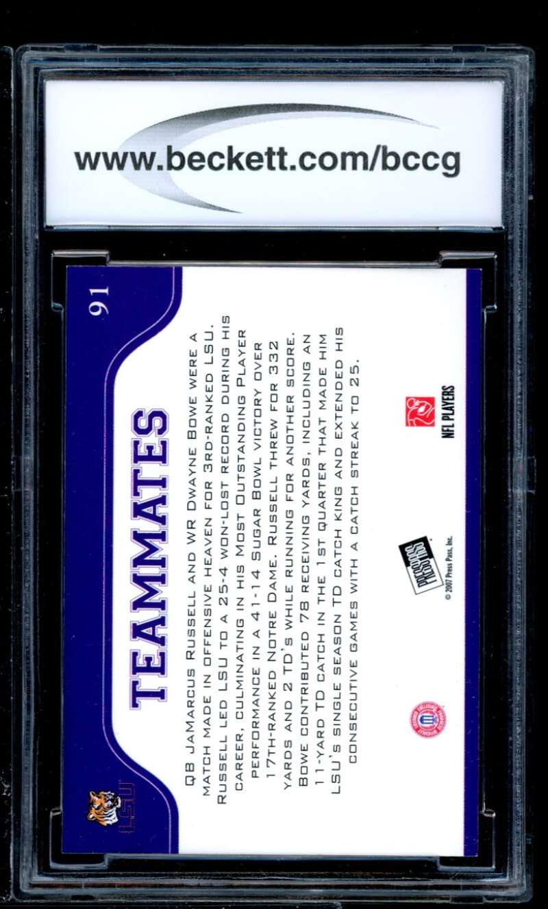 Jamarcus Russell/Dwanne Bowe Rookie Card 2007 Press Pass #91 BGS BCCG 10 Image 2