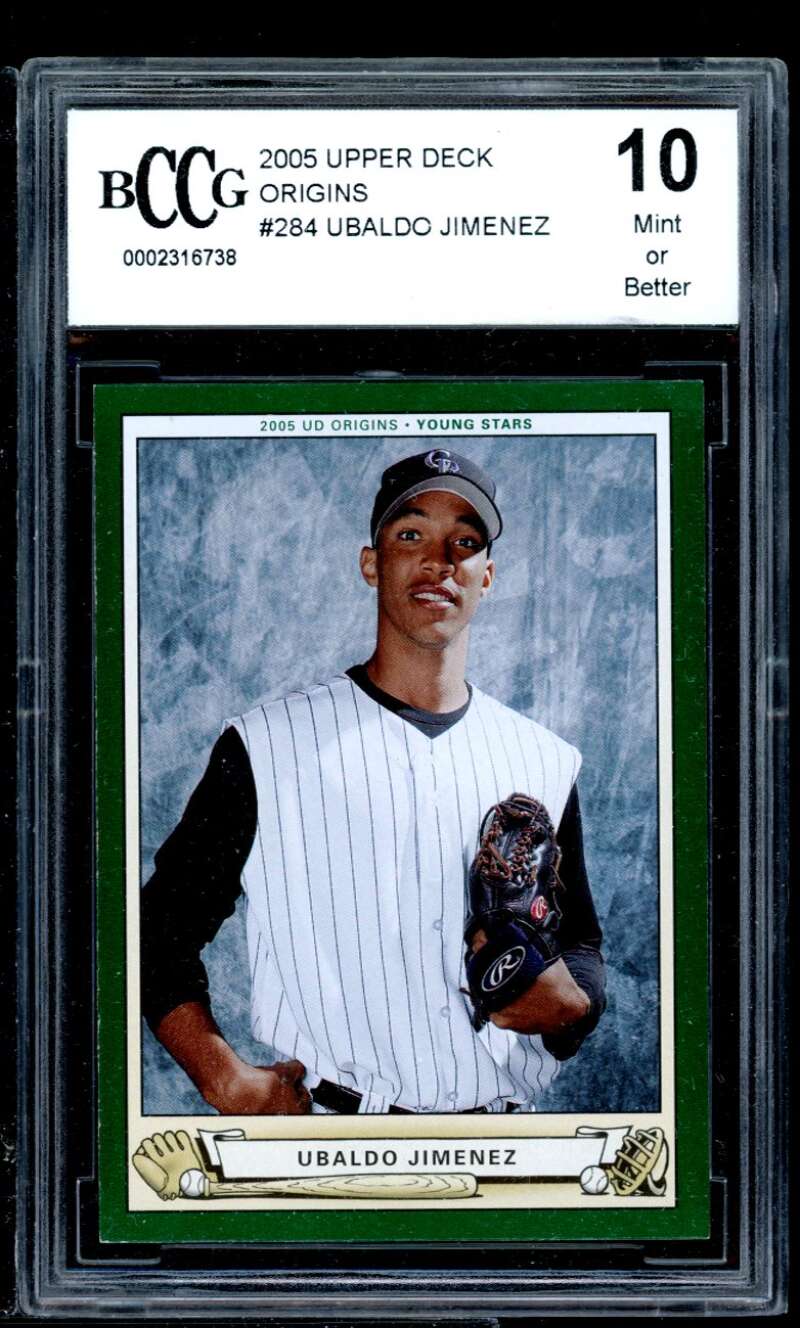 Ubaldo Jimenez Rookie Card 2005 Upper Deck Origins #284 BGS BCCG 10 Image 1