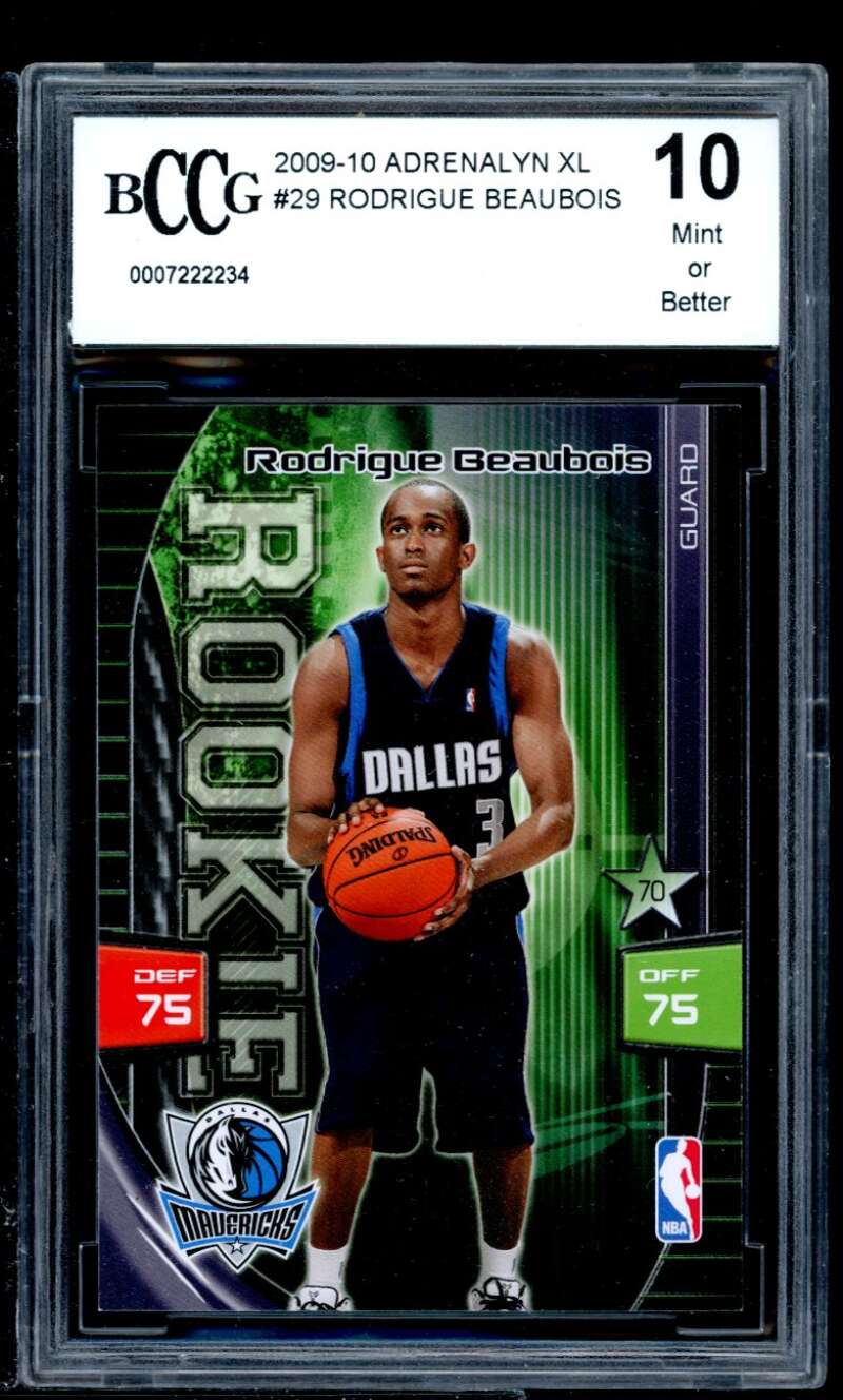 Rodrigue Beaubois Rookie Card 2009-10 Adrenalyn Xl #29 BGS BCCG 10 Image 1