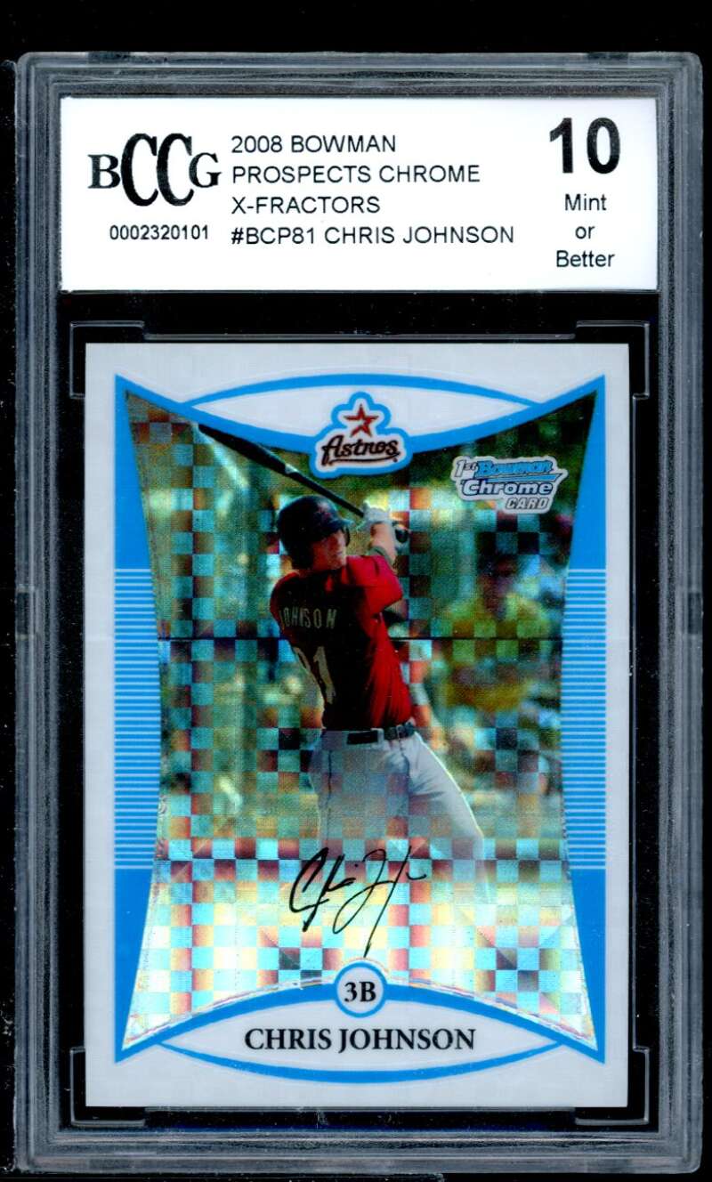 Chris Johnson Rookie 2008 Bowman Prospects Chrome X-Fractors #bcp81 BGS BCCG 10 Image 1