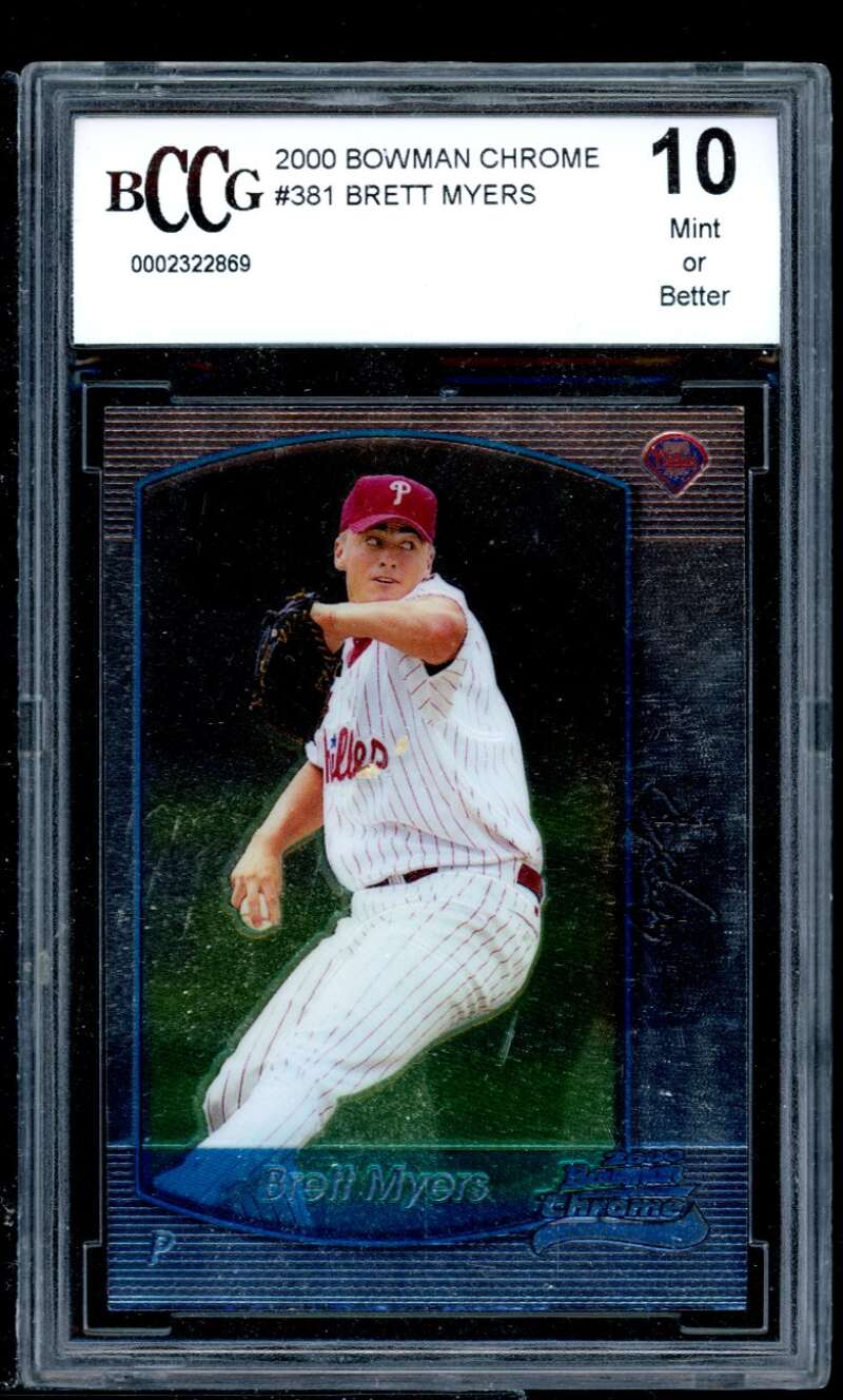 Brett Myers Rookie Card 2000 Bowman Chrome #381 BGS BCCG 10 Image 1