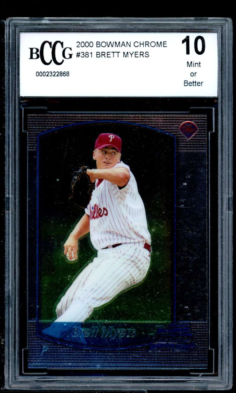 Brett Myers Rookie Card 2000 Bowman Chrome #381 BGS BCCG 10 Image 1