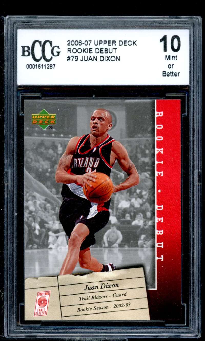 Juan Dixon Card 2006-07 Upper Deck Rookie Debut #79 BGS BCCG 10 Image 1