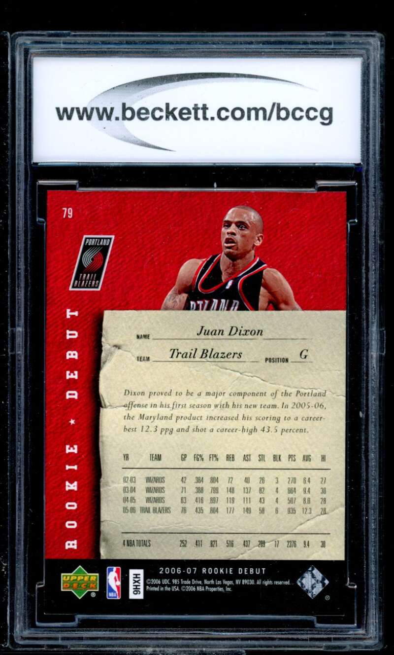 Juan Dixon Card 2006-07 Upper Deck Rookie Debut #79 BGS BCCG 10 Image 2