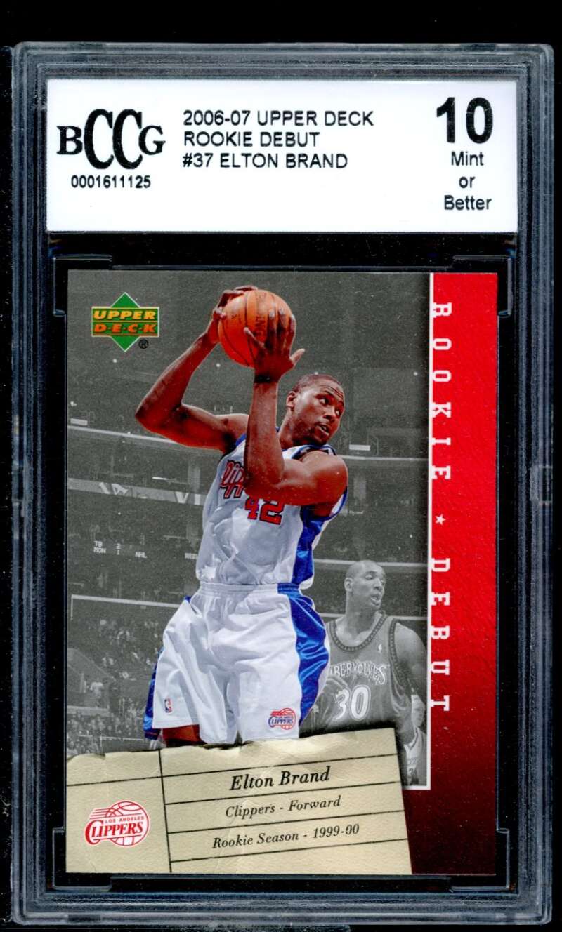 Elton Brand Card 2006-07 Upper Deck Rookie Debut #37 BGS BCCG 10 Image 1