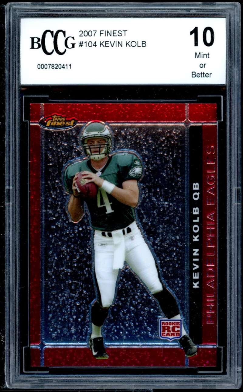 Kevin Kolb Rookie Card 2007 Finest #104 BGS BCCG 10 Image 1