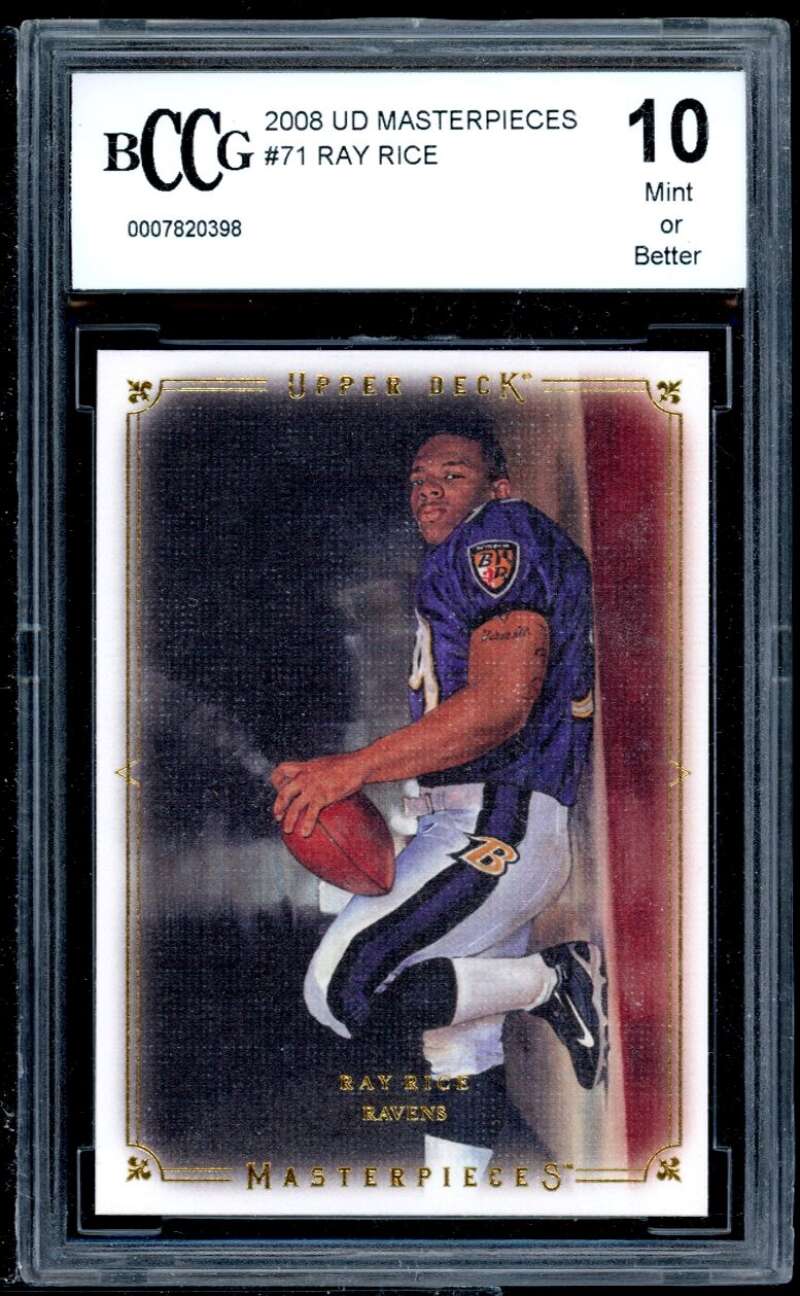 Ray Rice Rookie Card 2008 Ud Masterpieces #71 BGS BCCG 10 Image 1