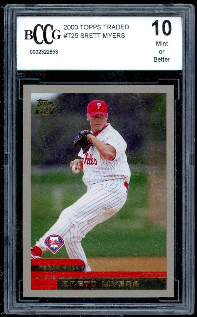 Brett Myers Rookie Card 2000 Topps Traded #725 BGS BCCG 10 Image 1