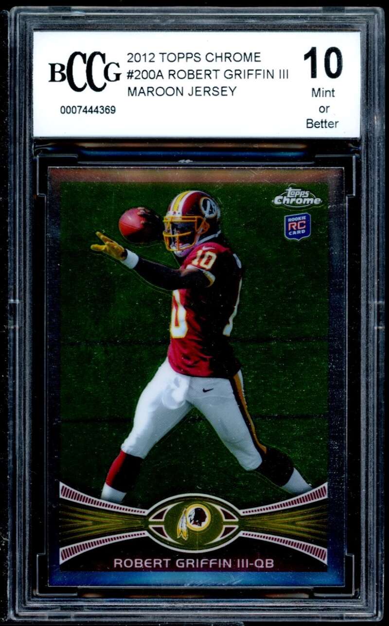 Robert Griffin Rookie Card 2012 Topps Chrome #200A BGS BCCG 10 Image 1