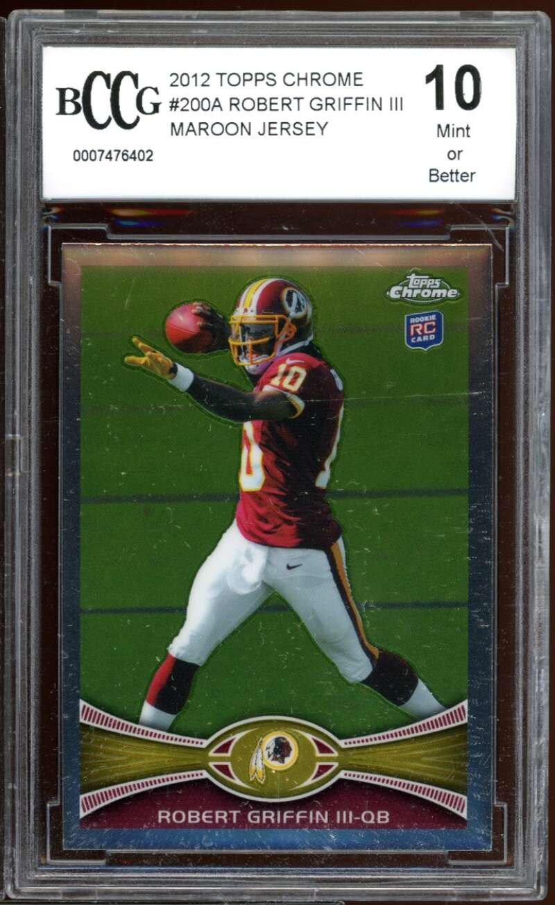 Robert Griffin Rookie Card 2012 Topps Chrome #200A BGS BCCG 10 Image 1