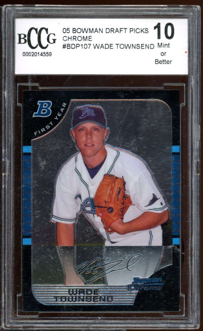 Wade Townsen Rookie Card 2005 Bowman Draft Picks Chrome #Bdp107 BGS BCCG 10 Image 1