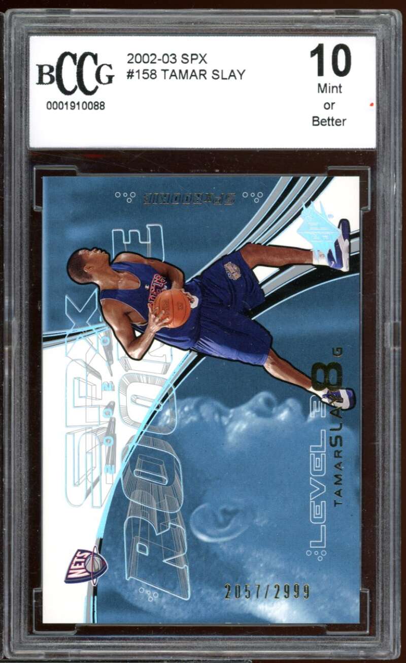 Tamar Slay Rookie Card 2002-03 Spx #158 BGS BCCG 10 Image 1