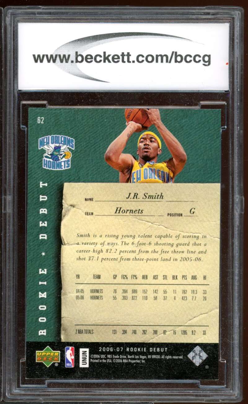 J.R. Smith Card 2006-07 Upper Deck Rookie Debut #62 BGS BCCG 10 Image 2