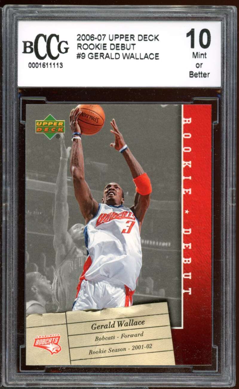 Gerald Wallace Card 2006-07 Upper Deck Rookie Debut #9 BGS BCCG 10 Image 1