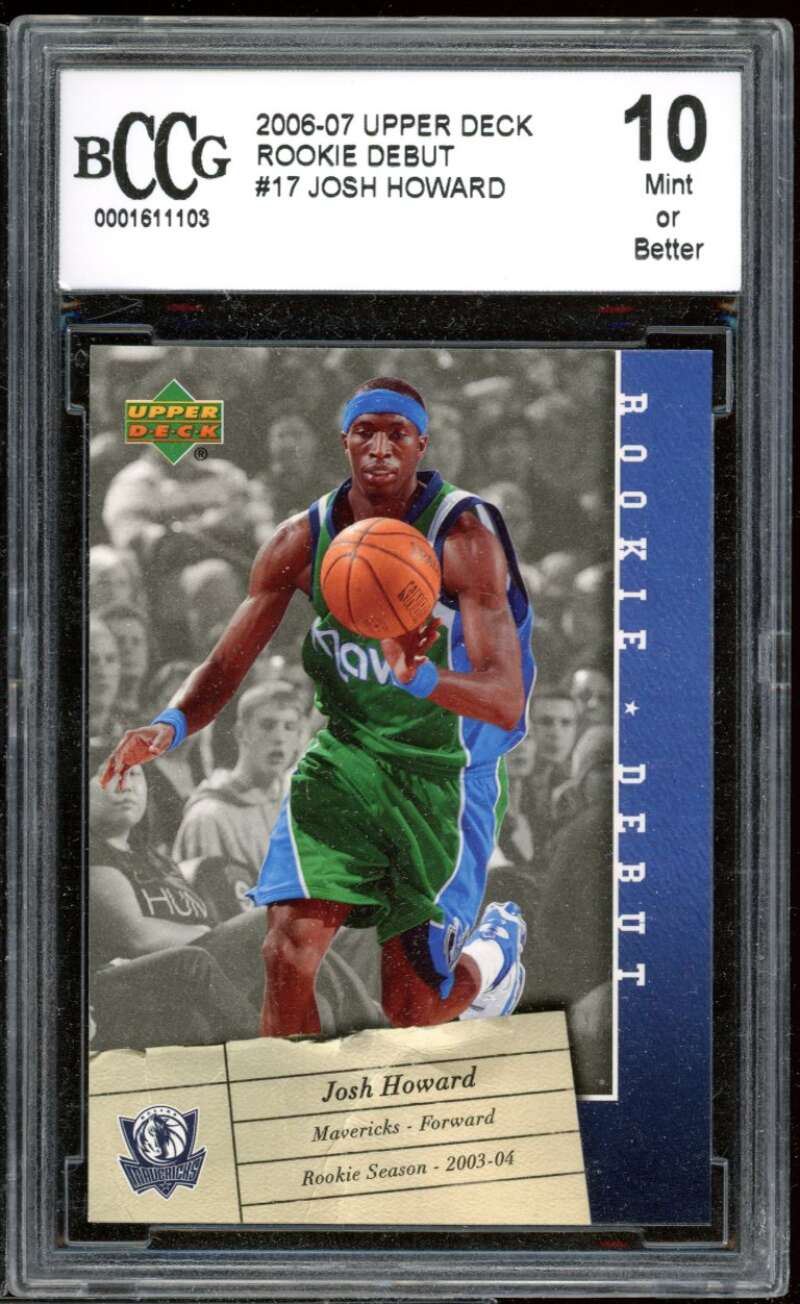 Josh Howard Card 2006-07 Upper Deck Rookie Debut #17 BGS BCCG 10 Image 1