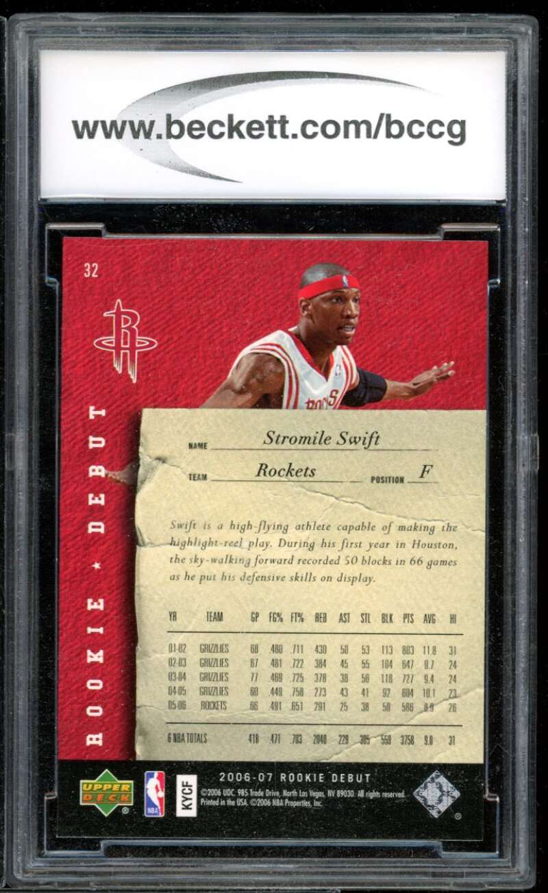 Stromile Swift Card 2006-07 Upper Deck Rookie Debut #32 BGS BCCG 10 Image 2