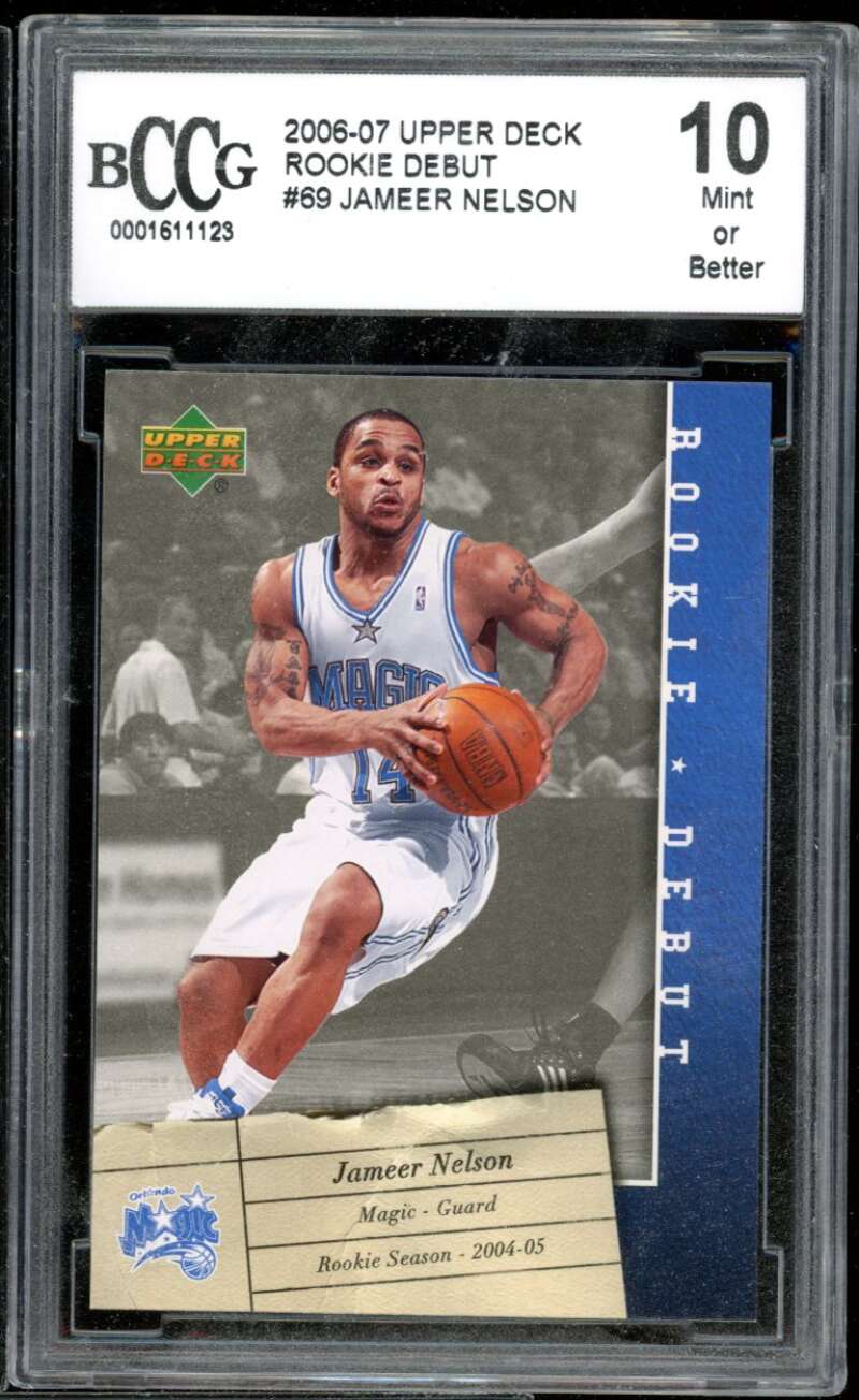 Jameer Nelson Card 2006-07 Upper Deck Rookie Debut #69 BGS BCCG 10 Image 1