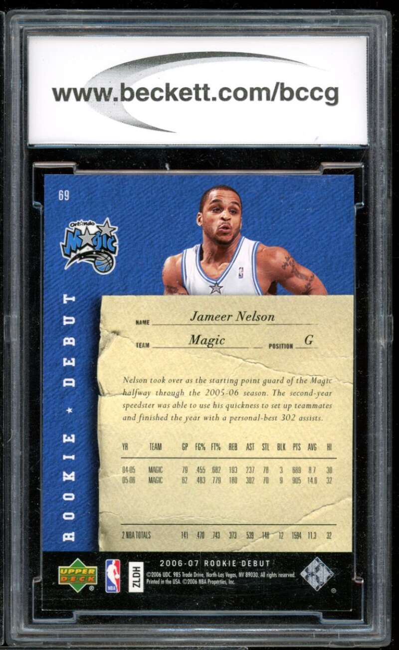Jameer Nelson Card 2006-07 Upper Deck Rookie Debut #69 BGS BCCG 10 Image 2
