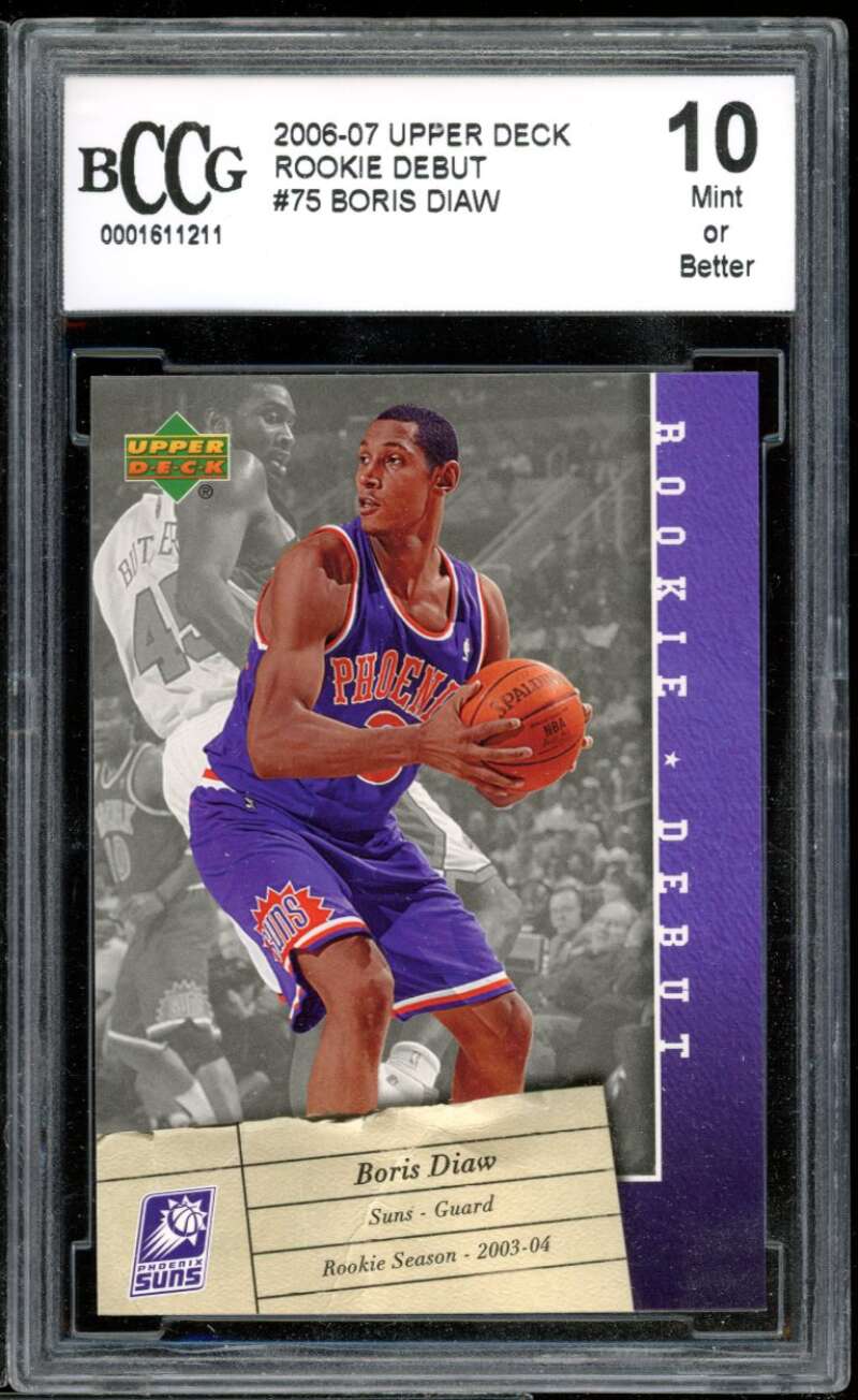 Boris Diaw Card 2006-07 Upper Deck Rookie Debut #75 BGS BCCG 10 Image 1