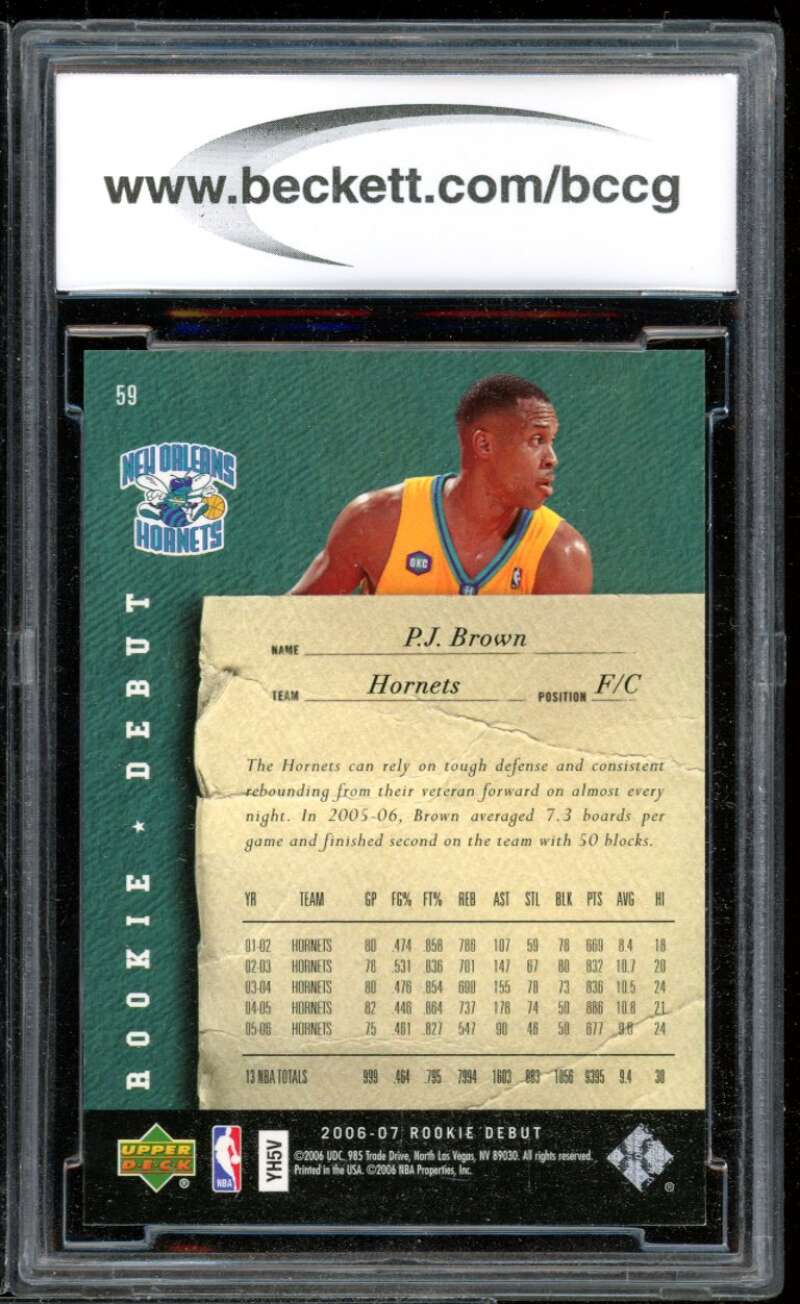 P.J. Brown Card 2006-07 Upper Deck Rookie Debut #59 BGS BCCG 10 Image 2