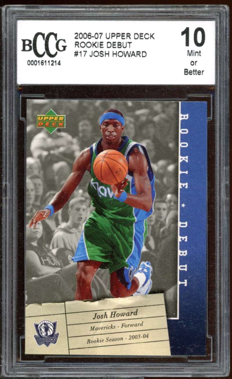 Josh Howard Card 2006-07 Upper Deck Rookie Debut #17 BGS BCCG 10 Image 1