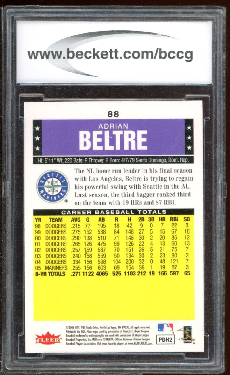 Adrian Beltre Card 2006 Fleer Tradition #88 BGS BCCG 10 Image 2