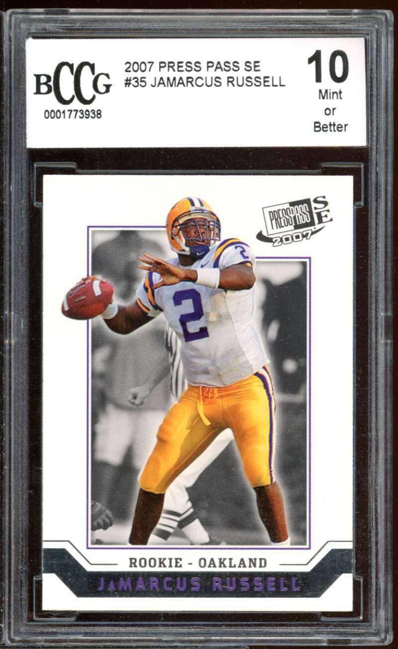 Jamarcus Russell Rookie Card 2007 Press Pass Se #35 BGS BCCG 10 Image 1